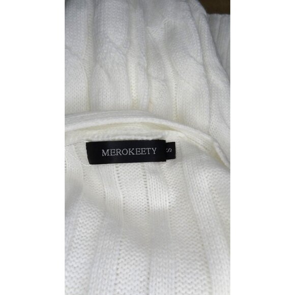 Merokeety Women's White Button Up V Collar Cardigan Sweater Sz S - NWT - Picture 6 of 9